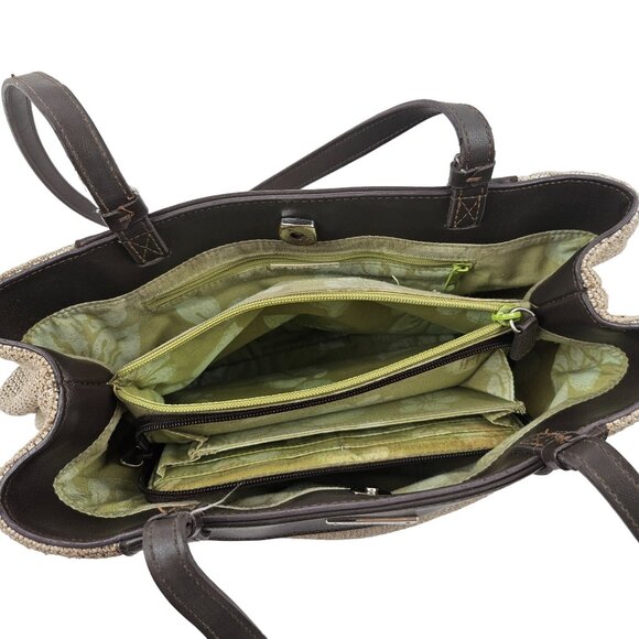 Liz Claiborne Womens Purse Tweed Tote Shoulder Bag Brown Magnetic Closure - Picture 7 of 10